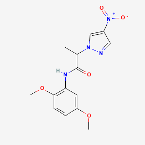 molecular formula C14H16N4O5 B4218426 N-(2,5-dimethoxyphenyl)-2-(4-nitro-1H-pyrazol-1-yl)propanamide 