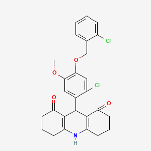 molecular formula C27H25Cl2NO4 B4218437 9-{2-chloro-4-[(2-chlorobenzyl)oxy]-5-methoxyphenyl}-3,4,6,7,9,10-hexahydro-1,8(2H,5H)-acridinedione 