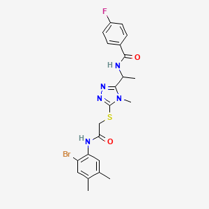 N-[1-[5-[2-(2-bromo-4,5-dimethylanilino)-2-oxoethyl]sulfanyl-4-methyl-1,2,4-triazol-3-yl]ethyl]-4-fluorobenzamide