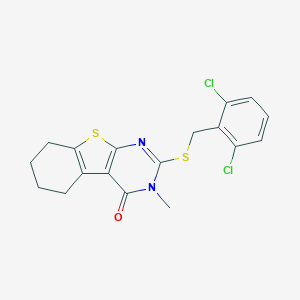 molecular formula C18H16Cl2N2OS2 B421850 2-[(2,6-dichlorobenzyl)sulfanyl]-3-methyl-5,6,7,8-tetrahydro[1]benzothieno[2,3-d]pyrimidin-4(3H)-one CAS No. 419547-02-7