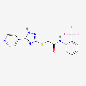 molecular formula C16H12F3N5OS B4218505 2-{[5-(4-pyridinyl)-4H-1,2,4-triazol-3-yl]thio}-N-[2-(trifluoromethyl)phenyl]acetamide 