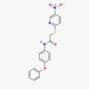 molecular formula C19H15N3O4S B4218549 2-[(5-nitro-2-pyridinyl)thio]-N-(4-phenoxyphenyl)acetamide 