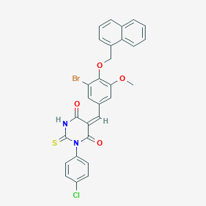 molecular formula C29H20BrClN2O4S B421857 (5E)-5-[3-bromo-5-methoxy-4-(naphthalen-1-ylmethoxy)benzylidene]-1-(4-chlorophenyl)-2-thioxodihydropyrimidine-4,6(1H,5H)-dione 