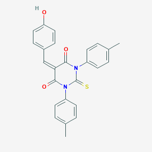 molecular formula C25H20N2O3S B421860 5-(4-hydroxybenzylidene)-1,3-bis(4-methylphenyl)-2-thioxodihydro-4,6(1H,5H)-pyrimidinedione 
