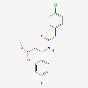 molecular formula C17H15ClFNO3 B4218600 3-[2-(4-Chlorophenyl)acetamido]-3-(4-fluorophenyl)propanoic acid 