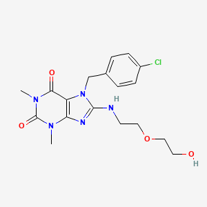 molecular formula C18H22ClN5O4 B4218604 7-[(4-CHLOROPHENYL)METHYL]-8-{[2-(2-HYDROXYETHOXY)ETHYL]AMINO}-1,3-DIMETHYL-2,3,6,7-TETRAHYDRO-1H-PURINE-2,6-DIONE 