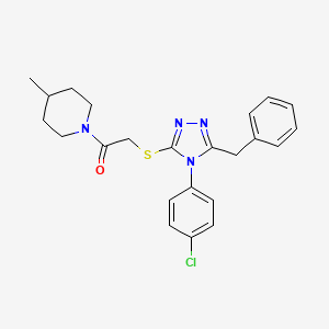 molecular formula C23H25ClN4OS B4218663 1-({[5-benzyl-4-(4-chlorophenyl)-4H-1,2,4-triazol-3-yl]thio}acetyl)-4-methylpiperidine 