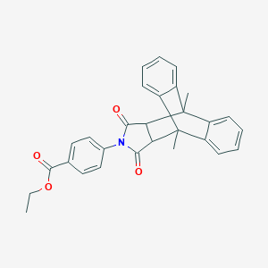 molecular formula C29H25NO4 B421867 Ethyl 4-(1,8-dimethyl-16,18-dioxo-17-azapentacyclo[6.6.5.0~2,7~.0~9,14~.0~15,19~]nonadeca-2,4,6,9,11,13-hexaen-17-yl)benzoate (non-preferred name) 