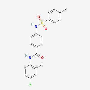 molecular formula C21H19ClN2O3S B4218710 N-(4-chloro-2-methylphenyl)-4-{[(4-methylphenyl)sulfonyl]amino}benzamide 