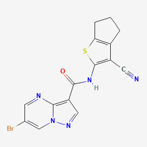 molecular formula C15H10BrN5OS B4218738 6-bromo-N-(3-cyano-5,6-dihydro-4H-cyclopenta[b]thien-2-yl)pyrazolo[1,5-a]pyrimidine-3-carboxamide 