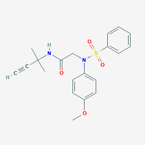 molecular formula C20H22N2O4S B421876 N-(1,1-dimethyl-2-propynyl)-2-[4-methoxy(phenylsulfonyl)anilino]acetamide 