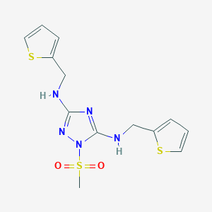 1-(methylsulfonyl)-N,N'-bis(thiophen-2-ylmethyl)-1H-1,2,4-triazole-3,5-diamine