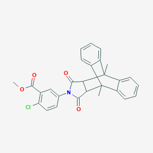 molecular formula C28H22ClNO4 B421879 Methyl 2-chloro-5-(1,8-dimethyl-16,18-dioxo-17-azapentacyclo[6.6.5.0~2,7~.0~9,14~.0~15,19~]nonadeca-2,4,6,9,11,13-hexaen-17-yl)benzoate (non-preferred name) 