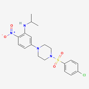 molecular formula C19H23ClN4O4S B4218791 (5-{4-[(4-chlorophenyl)sulfonyl]-1-piperazinyl}-2-nitrophenyl)isopropylamine 