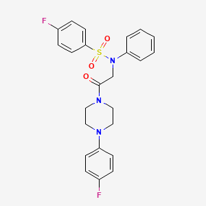 molecular formula C24H23F2N3O3S B4218802 4-fluoro-N-{2-[4-(4-fluorophenyl)-1-piperazinyl]-2-oxoethyl}-N-phenylbenzenesulfonamide 