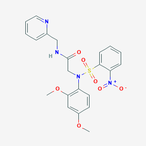 molecular formula C22H22N4O7S B421881 2-[({2-nitrophenyl}sulfonyl)-2,4-dimethoxyanilino]-N-(2-pyridinylmethyl)acetamide 