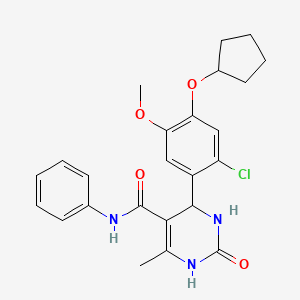 molecular formula C24H26ClN3O4 B4218846 4-[2-chloro-4-(cyclopentyloxy)-5-methoxyphenyl]-6-methyl-2-oxo-N-phenyl-1,2,3,4-tetrahydro-5-pyrimidinecarboxamide 