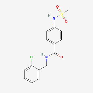 molecular formula C15H15ClN2O3S B4218864 N-(2-chlorobenzyl)-4-[(methylsulfonyl)amino]benzamide 