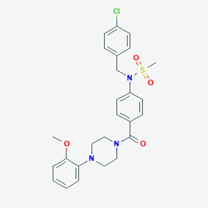 molecular formula C26H28ClN3O4S B421888 N-(4-chlorobenzyl)-N-(4-{[4-(2-methoxyphenyl)piperazin-1-yl]carbonyl}phenyl)methanesulfonamide 