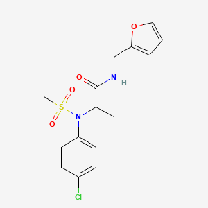 molecular formula C15H17ClN2O4S B4218880 N~2~-(4-chlorophenyl)-N~1~-(2-furylmethyl)-N~2~-(methylsulfonyl)alaninamide 