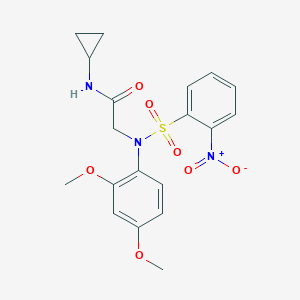 molecular formula C19H21N3O7S B421889 N-cyclopropyl-2-[({2-nitrophenyl}sulfonyl)-2,4-dimethoxyanilino]acetamide 
