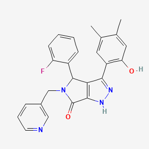 molecular formula C25H21FN4O2 B4218891 4-(2-fluorophenyl)-3-(2-hydroxy-4,5-dimethylphenyl)-5-(pyridin-3-ylmethyl)-4,5-dihydropyrrolo[3,4-c]pyrazol-6(1H)-one 