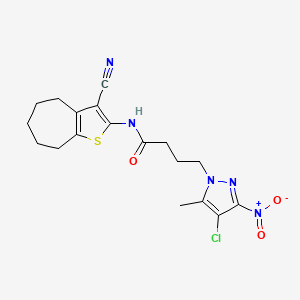 4-(4-CHLORO-5-METHYL-3-NITRO-1H-PYRAZOL-1-YL)-N-{3-CYANO-4H,5H,6H,7H,8H-CYCLOHEPTA[B]THIOPHEN-2-YL}BUTANAMIDE