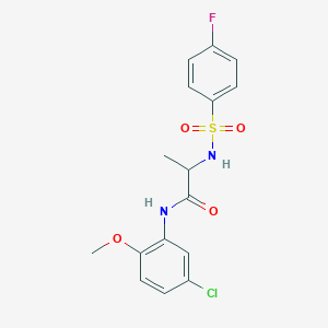 molecular formula C16H16ClFN2O4S B4218944 N-(5-chloro-2-methoxyphenyl)-2-[(4-fluorophenyl)sulfonylamino]propanamide 