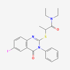 molecular formula C21H22IN3O2S B4218946 N,N-diethyl-2-[(6-iodo-4-oxo-3-phenyl-3,4-dihydro-2-quinazolinyl)thio]propanamide 