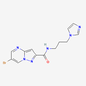 molecular formula C13H13BrN6O B4219004 6-bromo-N-[3-(1H-imidazol-1-yl)propyl]pyrazolo[1,5-a]pyrimidine-2-carboxamide 