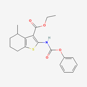 molecular formula C19H21NO4S B4219018 ethyl 4-methyl-2-[(phenoxycarbonyl)amino]-4,5,6,7-tetrahydro-1-benzothiophene-3-carboxylate 