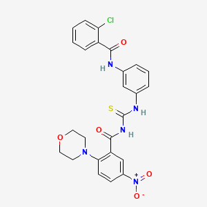 molecular formula C25H22ClN5O5S B4219035 N-[(3-{[(2-chlorophenyl)carbonyl]amino}phenyl)carbamothioyl]-2-(morpholin-4-yl)-5-nitrobenzamide 