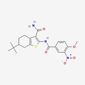 molecular formula C21H25N3O5S B4219052 6-tert-butyl-2-[(4-methoxy-3-nitrobenzoyl)amino]-4,5,6,7-tetrahydro-1-benzothiophene-3-carboxamide 