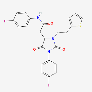 molecular formula C23H19F2N3O3S B4219089 N-(4-fluorophenyl)-2-{1-(4-fluorophenyl)-2,5-dioxo-3-[2-(2-thienyl)ethyl]-4-imidazolidinyl}acetamide 