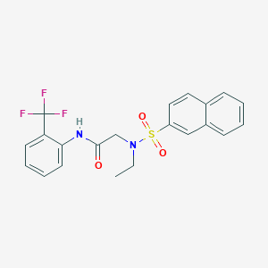 molecular formula C21H19F3N2O3S B4219171 N~2~-ethyl-N~2~-(2-naphthylsulfonyl)-N~1~-[2-(trifluoromethyl)phenyl]glycinamide 