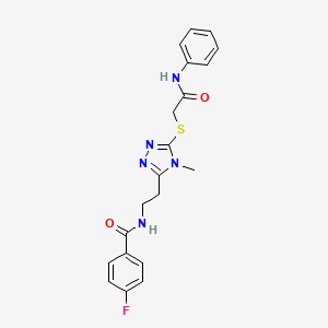 molecular formula C20H20FN5O2S B4219177 N-[2-[5-(2-anilino-2-oxoethyl)sulfanyl-4-methyl-1,2,4-triazol-3-yl]ethyl]-4-fluorobenzamide 