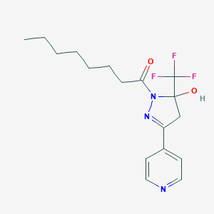 molecular formula C17H22F3N3O2 B421918 1-octanoyl-3-(4-pyridinyl)-5-(trifluoromethyl)-4,5-dihydro-1H-pyrazol-5-ol 