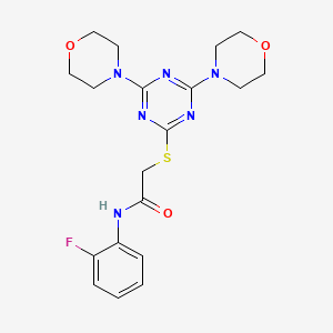 molecular formula C19H23FN6O3S B4219188 2-{[4,6-di(morpholin-4-yl)-1,3,5-triazin-2-yl]sulfanyl}-N-(2-fluorophenyl)acetamide 