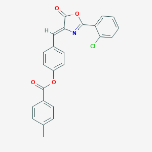 molecular formula C24H16ClNO4 B421920 4-{(Z)-[2-(2-chlorophenyl)-5-oxo-1,3-oxazol-4(5H)-ylidene]methyl}phenyl 4-methylbenzoate 