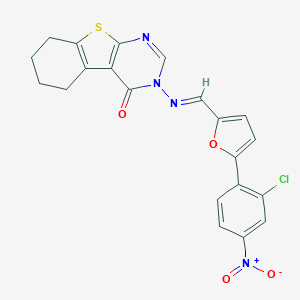 molecular formula C21H15ClN4O4S B421924 3-[(E)-[5-(2-chloro-4-nitrophenyl)furan-2-yl]methylideneamino]-5,6,7,8-tetrahydro-[1]benzothiolo[2,3-d]pyrimidin-4-one CAS No. 352559-02-5