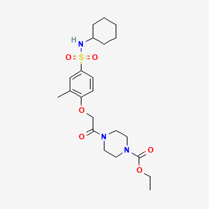 molecular formula C22H33N3O6S B4219241 ethyl 4-({4-[(cyclohexylamino)sulfonyl]-2-methylphenoxy}acetyl)-1-piperazinecarboxylate 