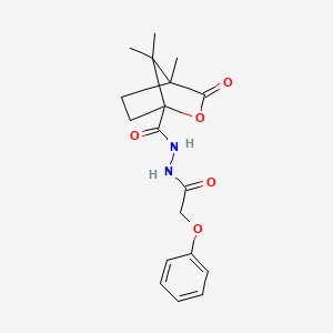 molecular formula C18H22N2O5 B4219309 4,7,7-trimethyl-3-oxo-N'-(phenoxyacetyl)-2-oxabicyclo[2.2.1]heptane-1-carbohydrazide 