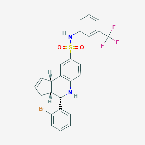 molecular formula C25H20BrF3N2O2S B421932 (3aR,4S,9bS)-4-(2-bromophenyl)-N-[3-(trifluoromethyl)phenyl]-3a,4,5,9b-tetrahydro-3H-cyclopenta[c]quinoline-8-sulfonamide 