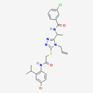 molecular formula C25H27BrClN5O2S B4219354 N-{1-[4-allyl-5-({2-[(4-bromo-2-isopropylphenyl)amino]-2-oxoethyl}thio)-4H-1,2,4-triazol-3-yl]ethyl}-3-chlorobenzamide 