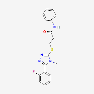 molecular formula C18H17FN4OS B4219361 3-{[5-(2-fluorophenyl)-4-methyl-4H-1,2,4-triazol-3-yl]sulfanyl}-N-phenylpropanamide 