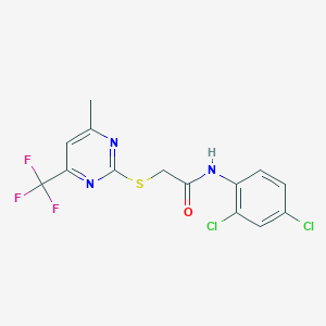 molecular formula C14H10Cl2F3N3OS B4219368 N-(2,4-dichlorophenyl)-2-{[4-methyl-6-(trifluoromethyl)-2-pyrimidinyl]thio}acetamide 