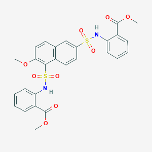 molecular formula C27H24N2O9S2 B4219389 Methyl 2-[[6-methoxy-5-[(2-methoxycarbonylphenyl)sulfamoyl]naphthalen-2-yl]sulfonylamino]benzoate 