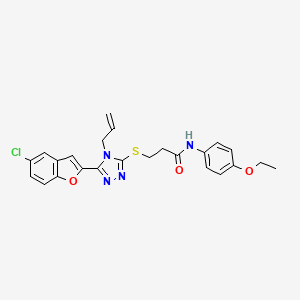 molecular formula C24H23ClN4O3S B4219410 3-{[5-(5-chloro-1-benzofuran-2-yl)-4-(prop-2-en-1-yl)-4H-1,2,4-triazol-3-yl]sulfanyl}-N-(4-ethoxyphenyl)propanamide 