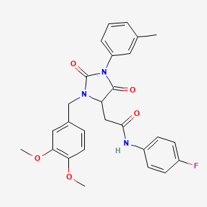 2-[3-(3,4-dimethoxybenzyl)-1-(3-methylphenyl)-2,5-dioxo-4-imidazolidinyl]-N-(4-fluorophenyl)acetamide