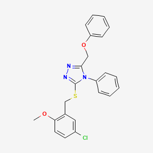 molecular formula C23H20ClN3O2S B4219446 3-[(5-Chloro-2-methoxyphenyl)methylsulfanyl]-5-(phenoxymethyl)-4-phenyl-1,2,4-triazole 